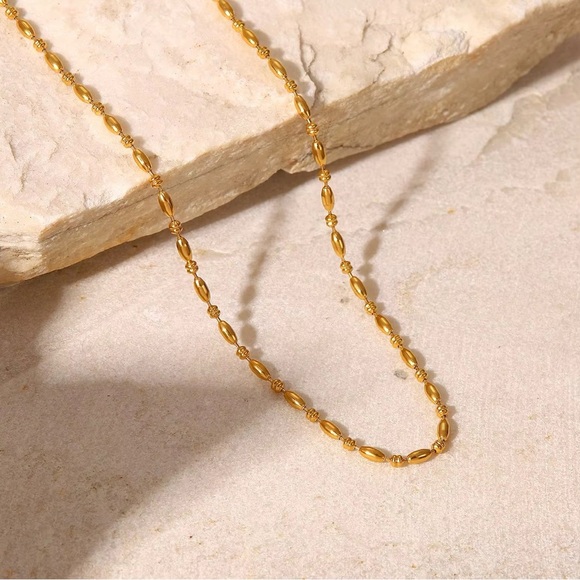 18K Gold Plated Beaded Chain Necklace - Picture 3 of 6